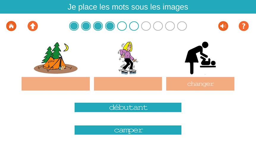 Je place les mots sous les images